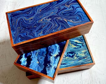 Large Tea Box | 10 Compartment Tea Bag Organizer | Christmas Tea Lover Gift