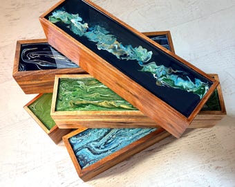 Tea Bag Organizer, 5 Compartment  Wooden Tea Box, Tea Chest, Handmade Kitchen Storage, Tea Lover Gift