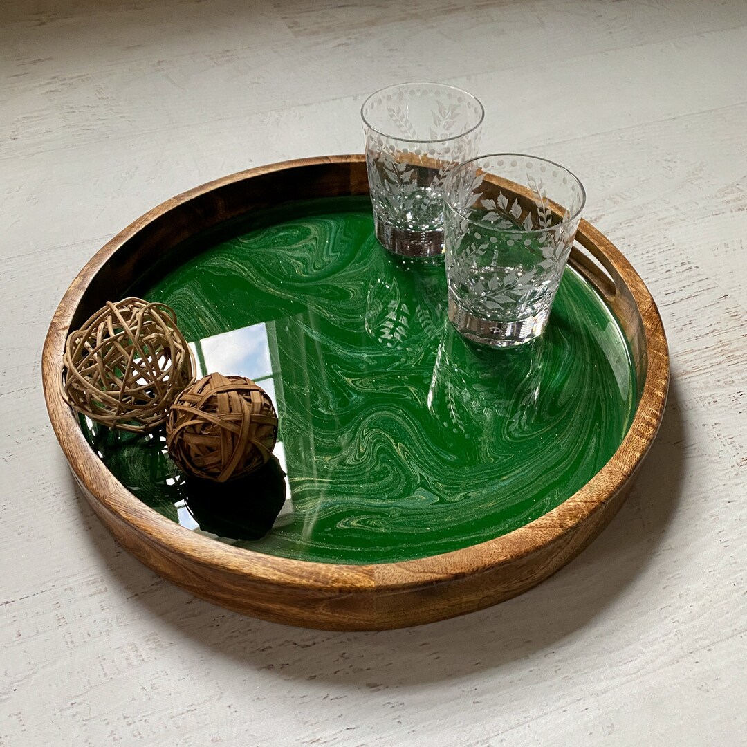 15 Round Serving Tray With Handles Ottoman Tray Breakfast in Bed Deep