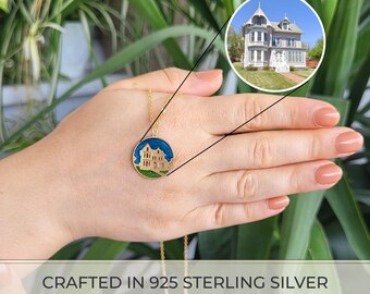 Custom Home Necklace, Where We Met,  First Kiss, Personalized House Necklace, New Home Gift, Home Coordinates Necklace, Custom Housewarming