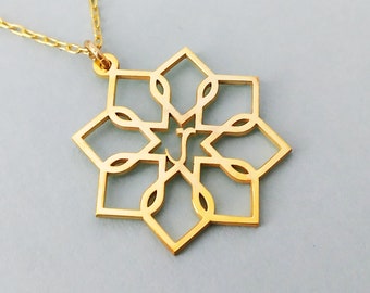 Personalized Muslim jewelry Arabic nameplate Arabic calligraphy jewelry Islamic geometry Arabic name necklace Islam necklace gift