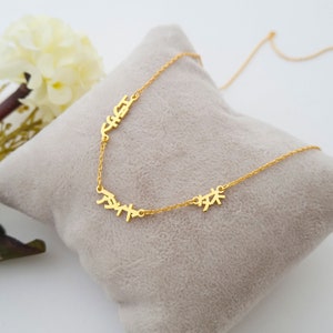 Three Name Japanese Necklace Tiny - Japanese Name Necklace - Katakana - Hiragana - Kanji - Custom Name Necklace Japanese - 14k gold