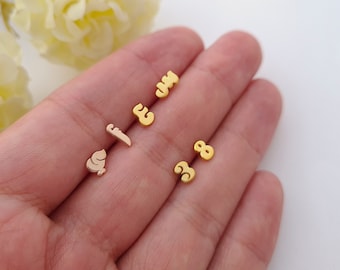 Arabic Initial Earrings, 14k Gold, Iranian Earrings, Farsi Earrings, Urdu Earrings, Arabic Name Earrings, Custom Stud Earrings