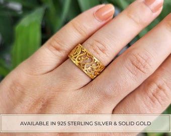Arabic Calligraphy Wedding Ring, Engagement Ring, Ceremony Ring, Couple Romantic Ring, Love Ring, Script Ring, Poetry Ring, Poem Ring