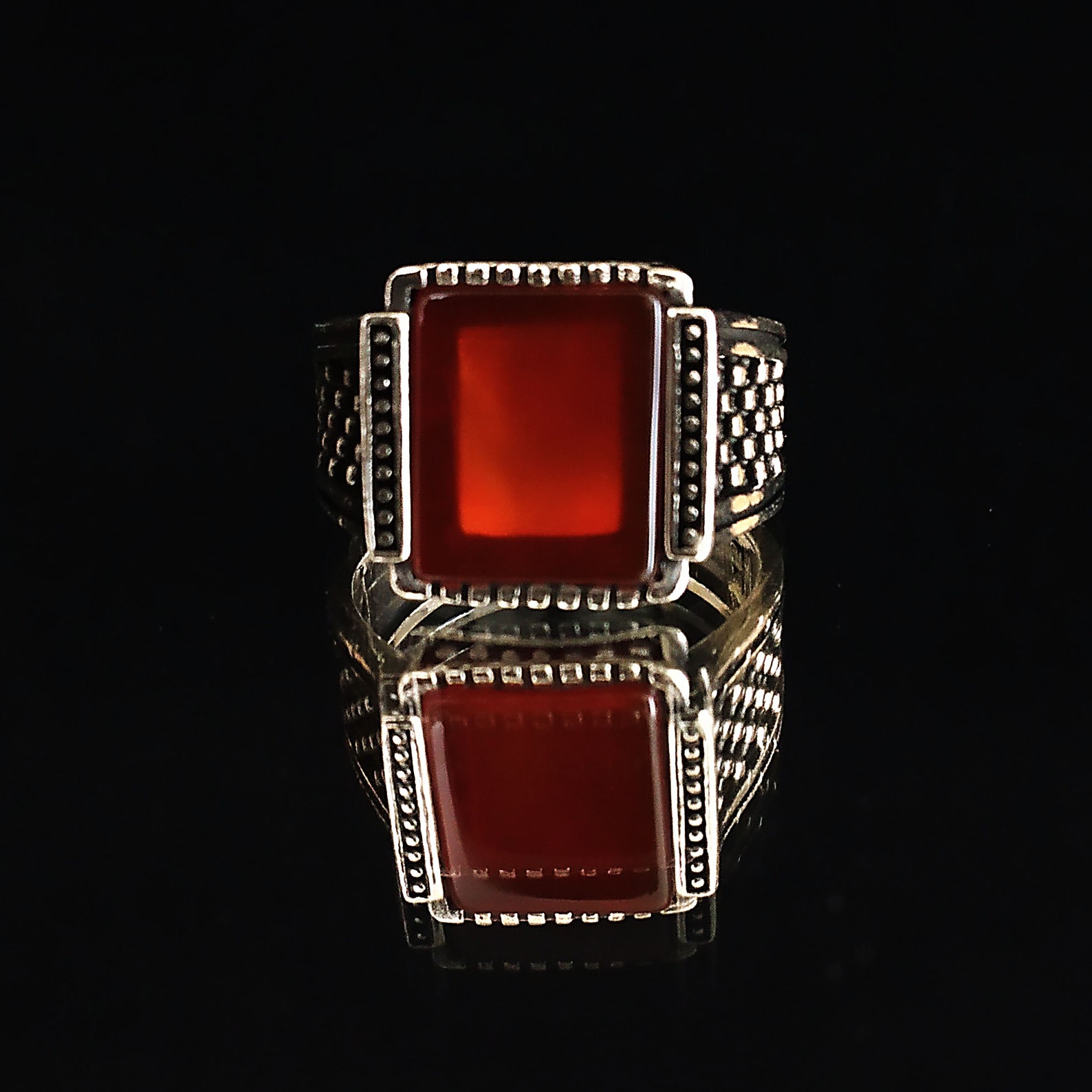Rectangle Akik ring mens ring Red agate ring Etsy