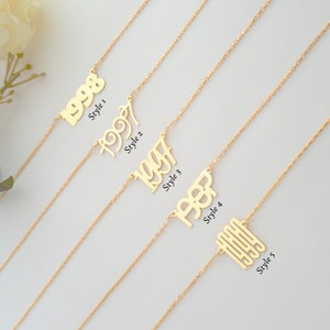 Birth Year Necklace, Angel Number Necklace, Year Necklace Gold, Protection Necklace, Number Pendants, 111 222 333 444 555 666 777 888 999