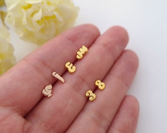 Arabic Earrings Stud, 14k Gold, Iranian Earrings, Farsi Earrings, Persian Earrings, Urdu Earrings, Arabic Initial earrings, Arabic Jewelry