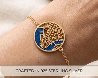 Custom Map Bracelet, Precious Spot Map, Coordinates Jewelry, Where We Met, Where We Got Married, Long-distance Relationship, First Kiss