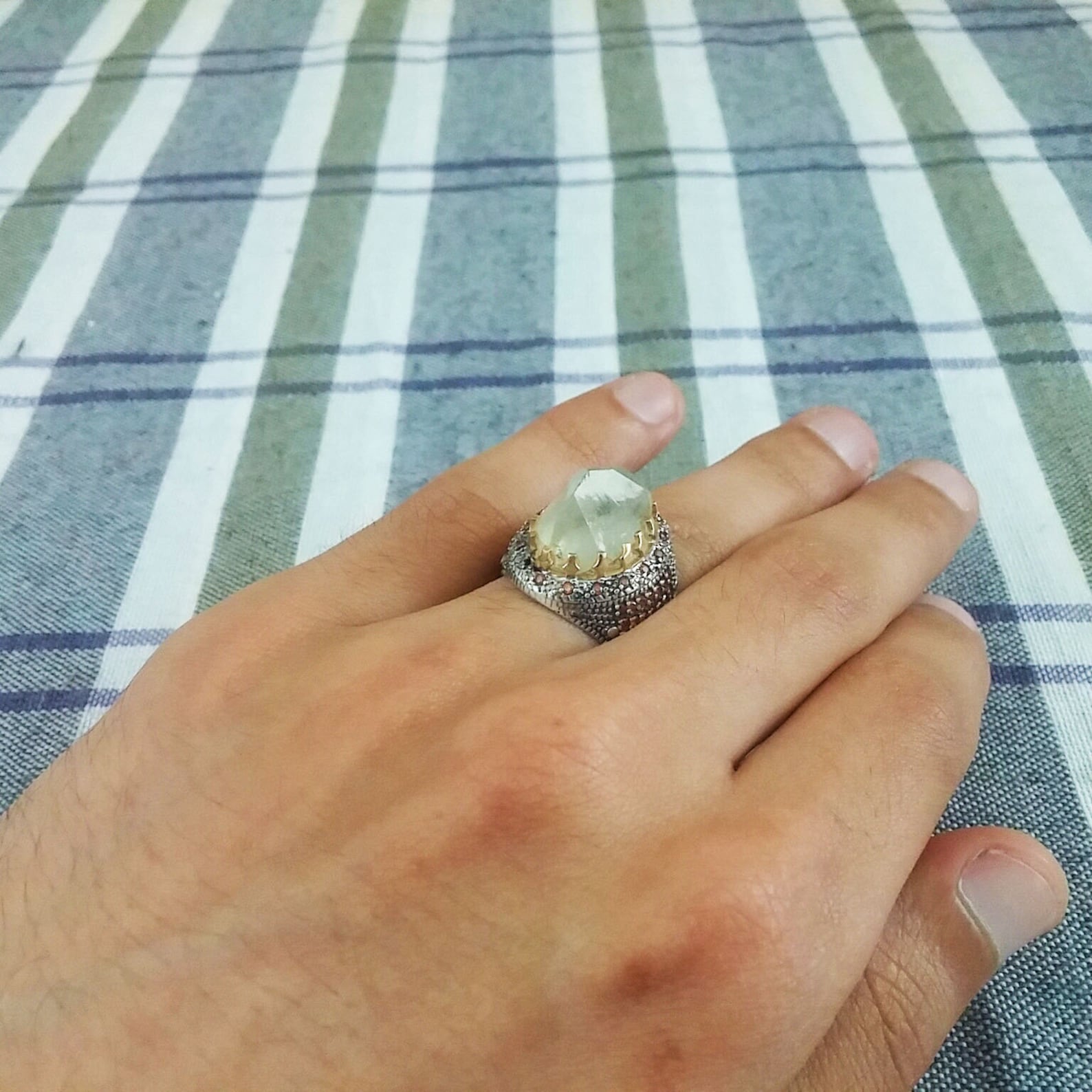 Crystal Quartz Ring White Quartz Ring With Red Zircon Stones Etsy