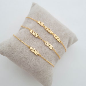Pulsera coreana pequeña, Tobillera coreana, 1 nombre, 2 nombres, 3 nombres, 4 nombres, 5 nombres, 6 nombres Pulsera coreana, Pulsera coreana de oro de 14 quilates