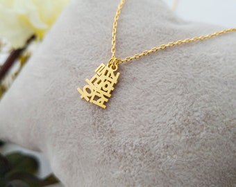 Two Name Korean Necklace Tiny - Vertical Korean Name Necklace - Hangul Necklace - Custom Name Necklace Korean - 14k gold Korean pendant
