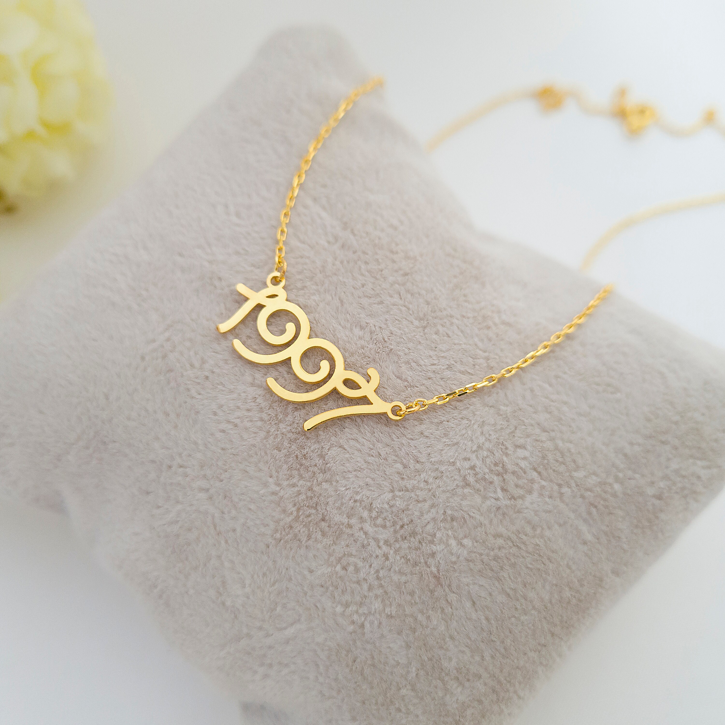 Number Necklace 14k Gold Date Necklace Birthdate Necklace