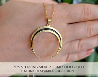 Moon Ring Keeper Necklace, Ring Holder Necklace, Wedding Engagement Ring Holder, Crescent Moon Jewelry, Ring Saver Pendant, 14K Solid Gold
