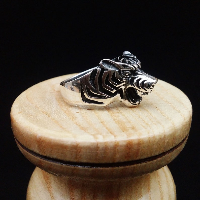 Tiger Head Ring Tiger Ring Sterling Silver 925 Animal Jewelry Etsy