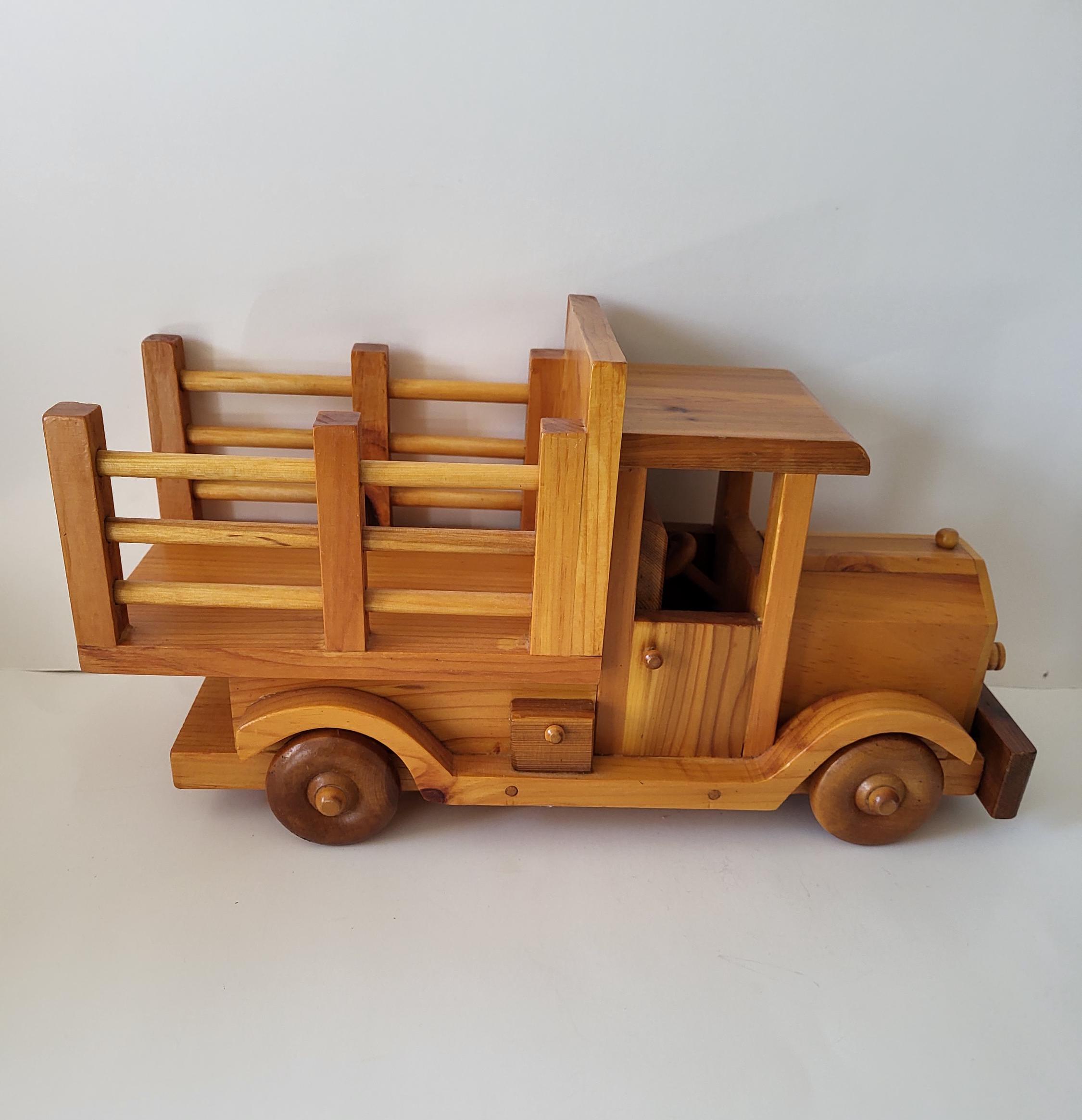 JEU JOUET ANCIEN en bois grand camion a ridelles benne basculante ref JEU JOUET ANCIEN en bois grand camion a ridelles benne basculante ref