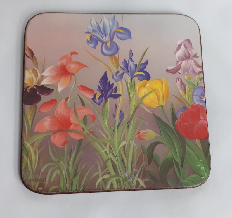 Six Traditional Pimpernel Acrylic Square Coasters Floral Etsy
