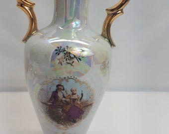 Vintage Haruta 9" Porcelain Vase Hand Painted With Gold Trim Japan
