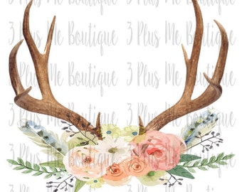 floral antlers Sublimation design