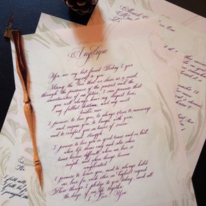 Cartas personalizadas, votos de boda, letras, etc.