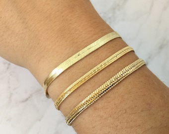 gold herringbone anklet