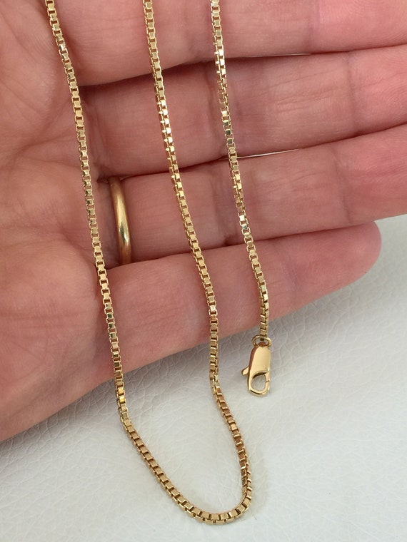 Gold Box Chain Necklace 17 Gold Chain 1 5mm Box Chain Etsy