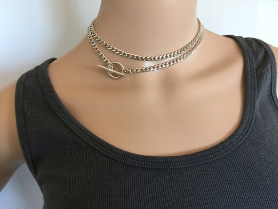 Silver Toggle Choker Necklace Silver 