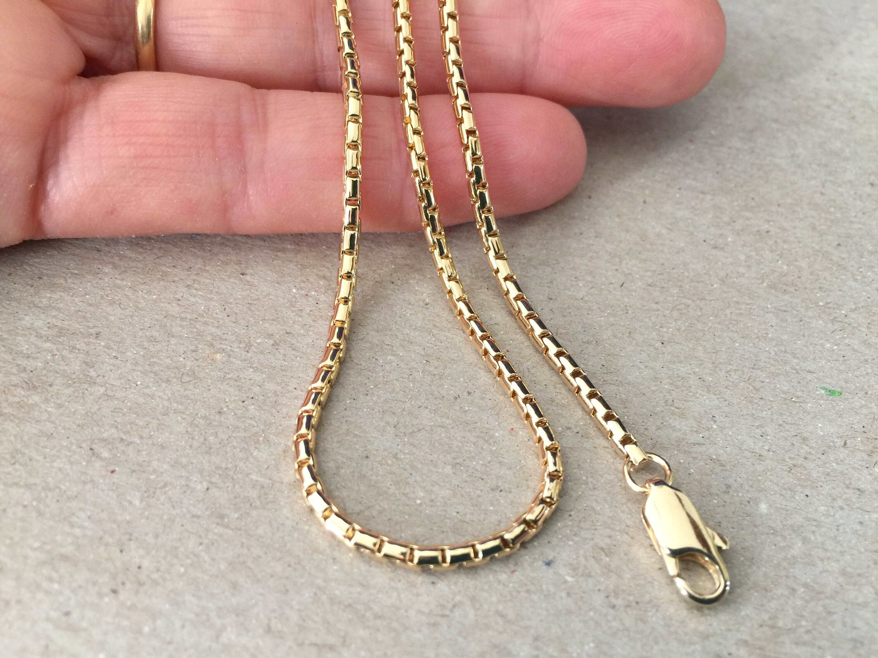 Gold Box Chain Necklace Thick Gold 