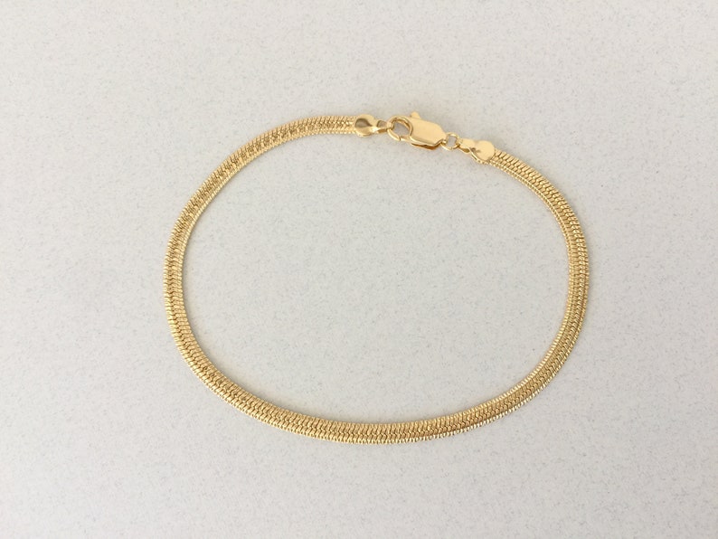 Engraved Herringbone Ankle Bracelet Thick Gold Herringbone Etsy