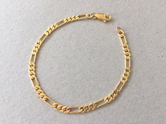 Gold Chain Bracelet 4mm Smooth Figaro 