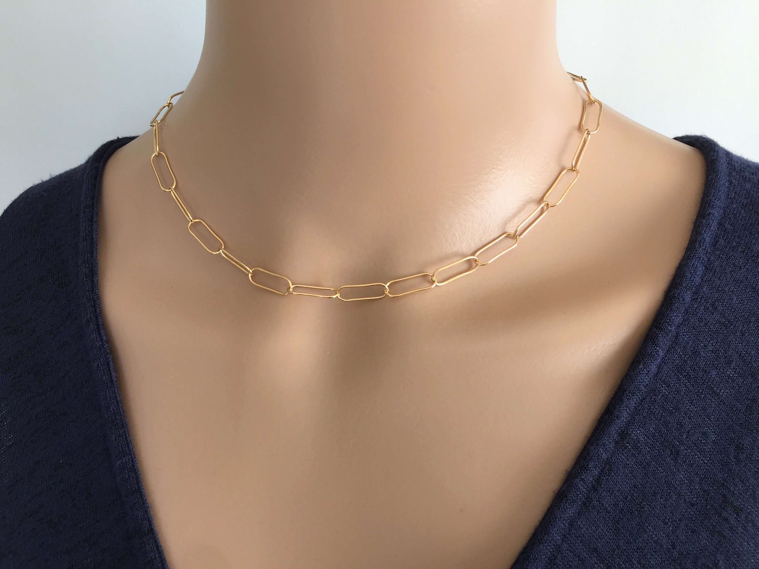 Rectangle Link Chain,Chain by ft GF768 14KT Gold Filled Large Paperclip Chain Rectangle Link Chain,Chain by ft GF768 14KT Gold Filled Large Paperclip Chain