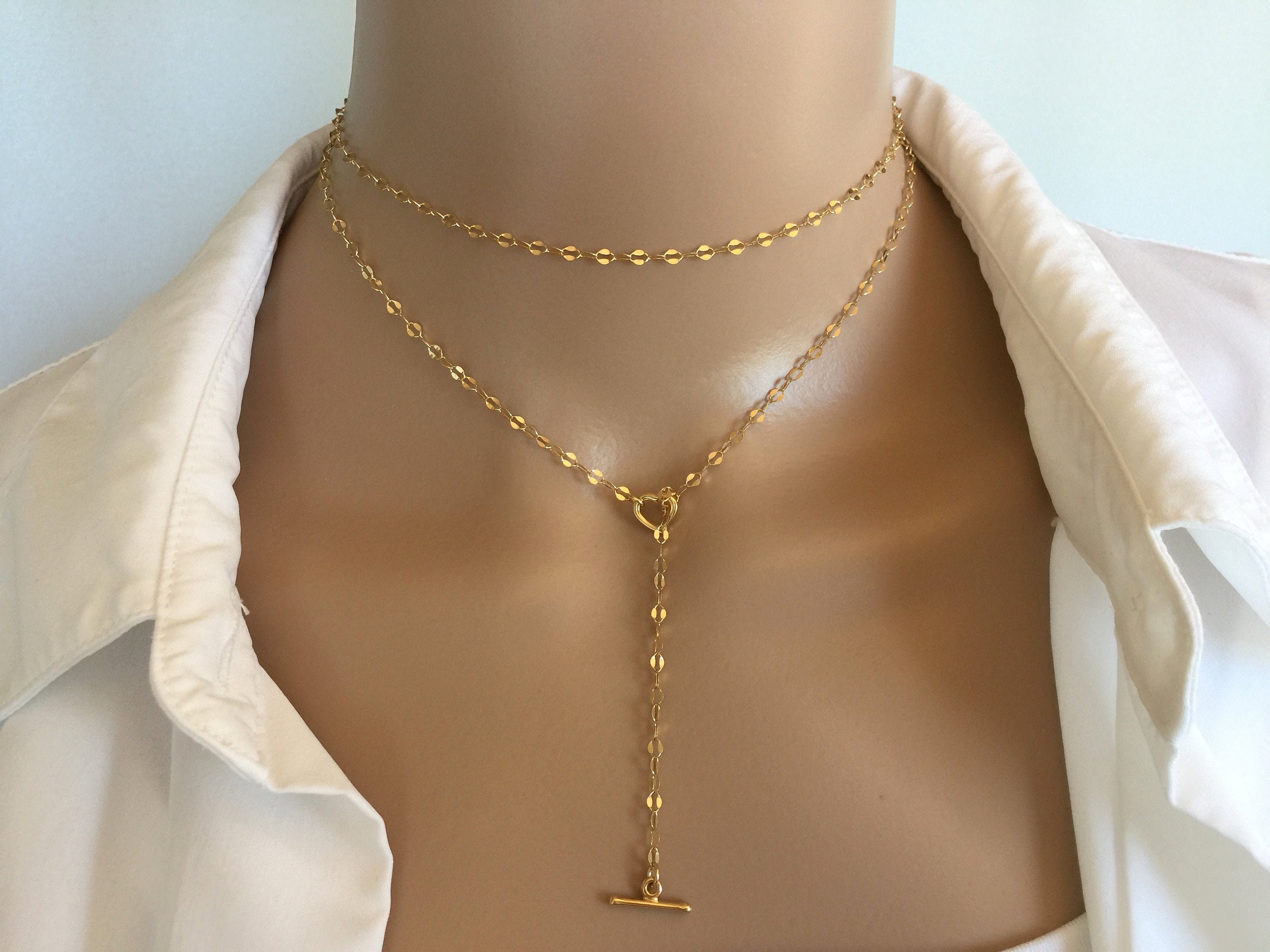 14k Gold Filled Lariat Toggle Necklace 