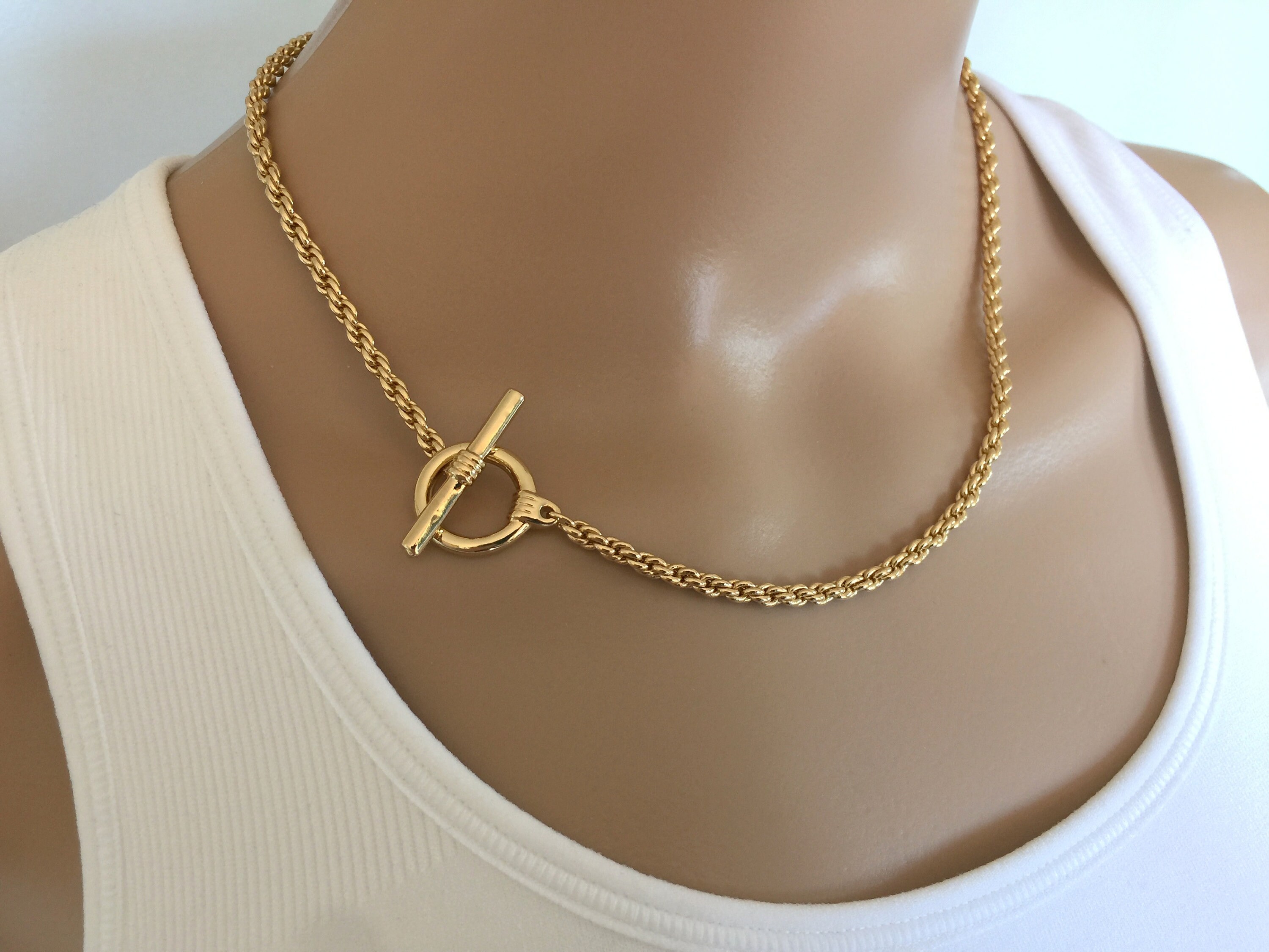 Gold Choker Necklace Thick 3.5mm Rope 