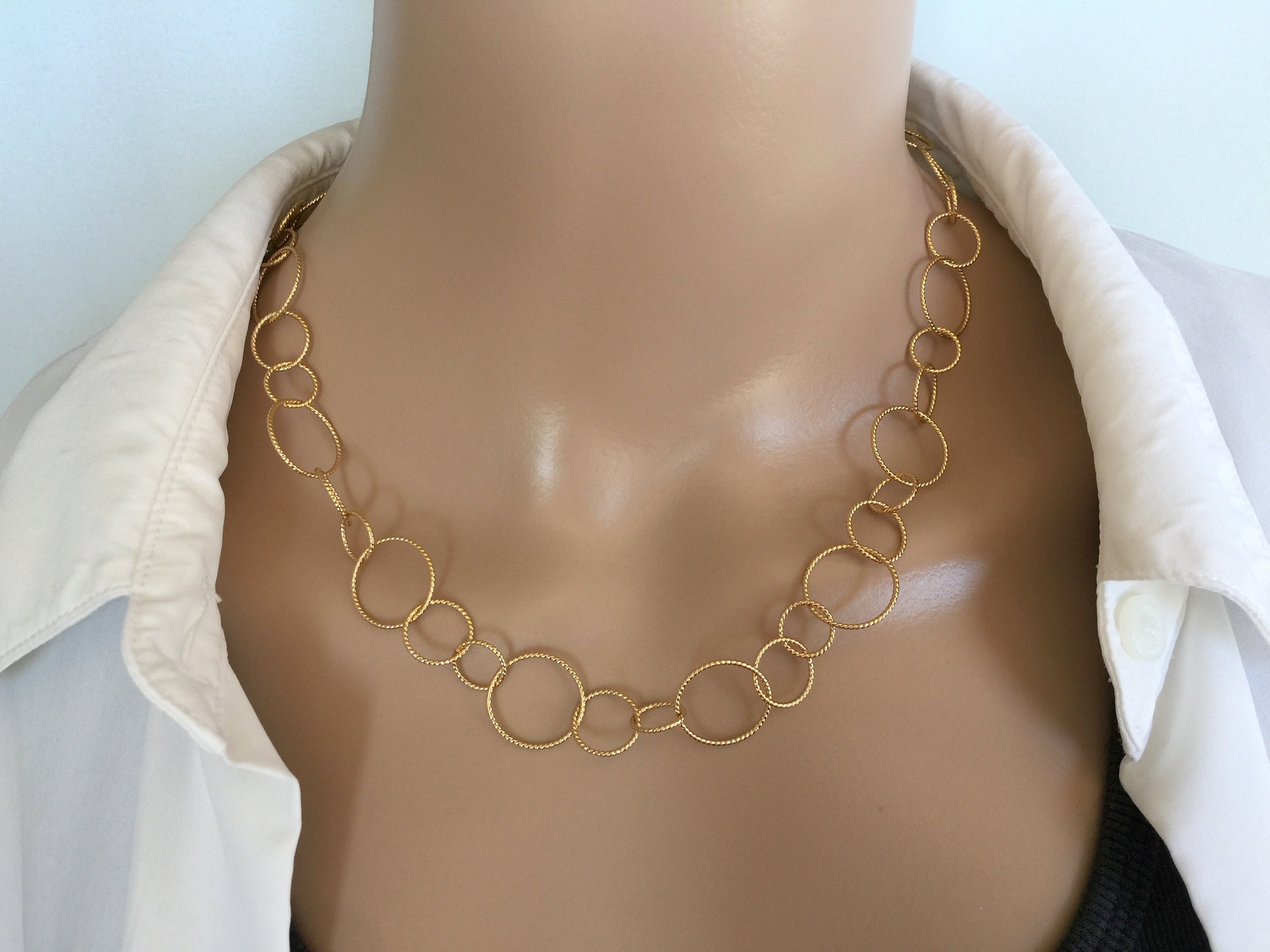 Open Circle ADJUSTABLE Length Necklace Choker to 26" Bold Minimalist Chic Open Circle ADJUSTABLE Length Necklace Choker to 26" Bold Minimalist Chic