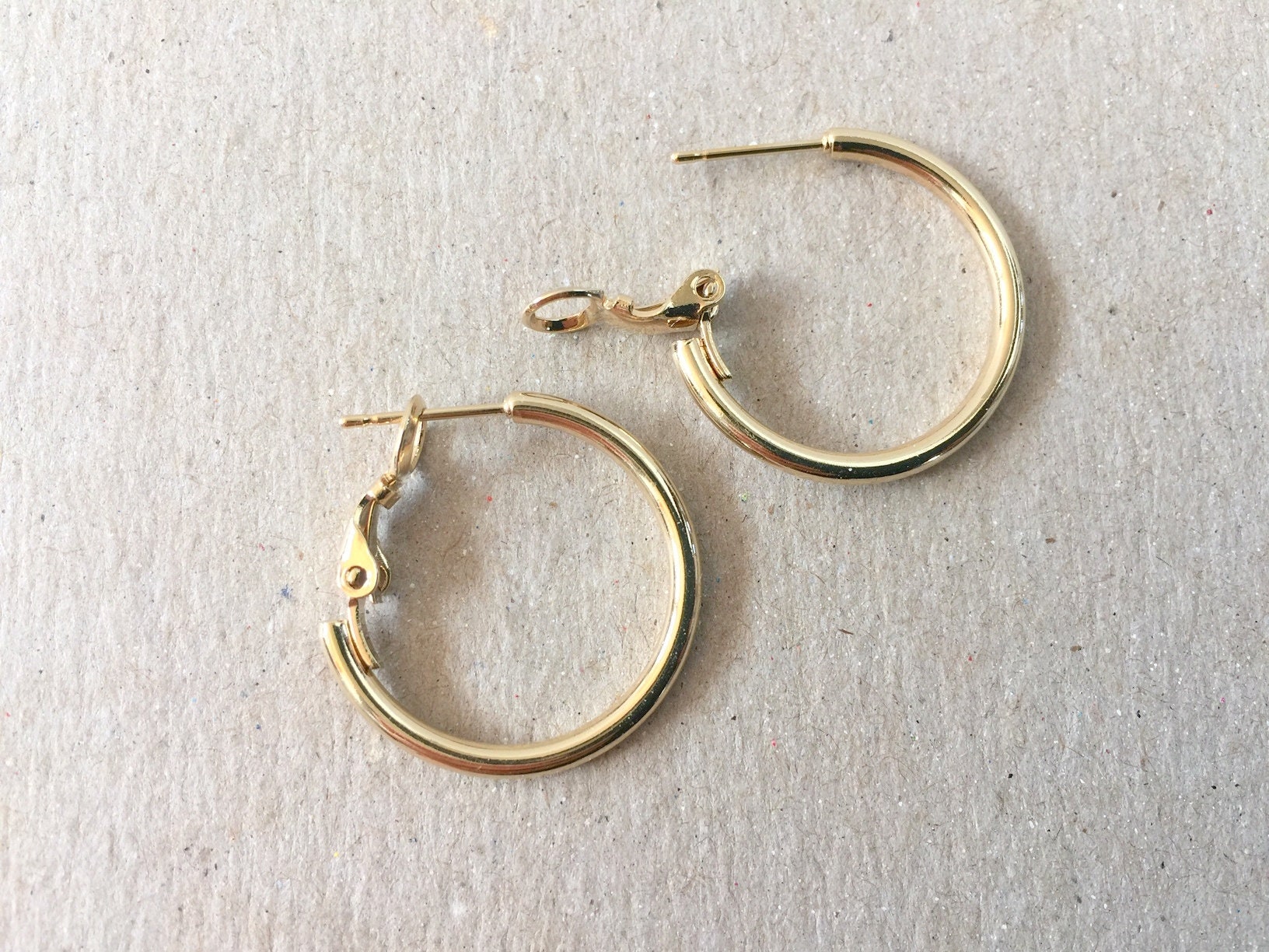 Gold Hoop Earrings Hinged Back Small Medium Polished Hoops Etsy