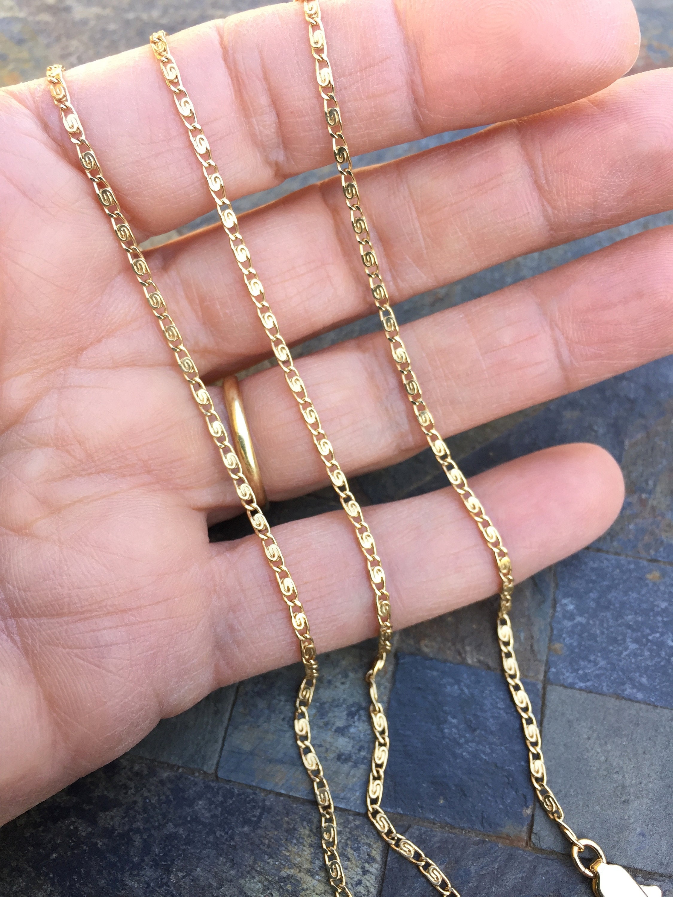 Gold Chain Necklace Fine Gold Scroll Chain Simple Gold Etsy
