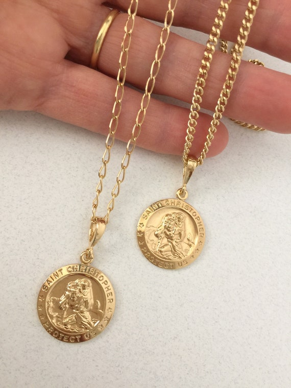 Coin Necklace Saint Christopher Gold 