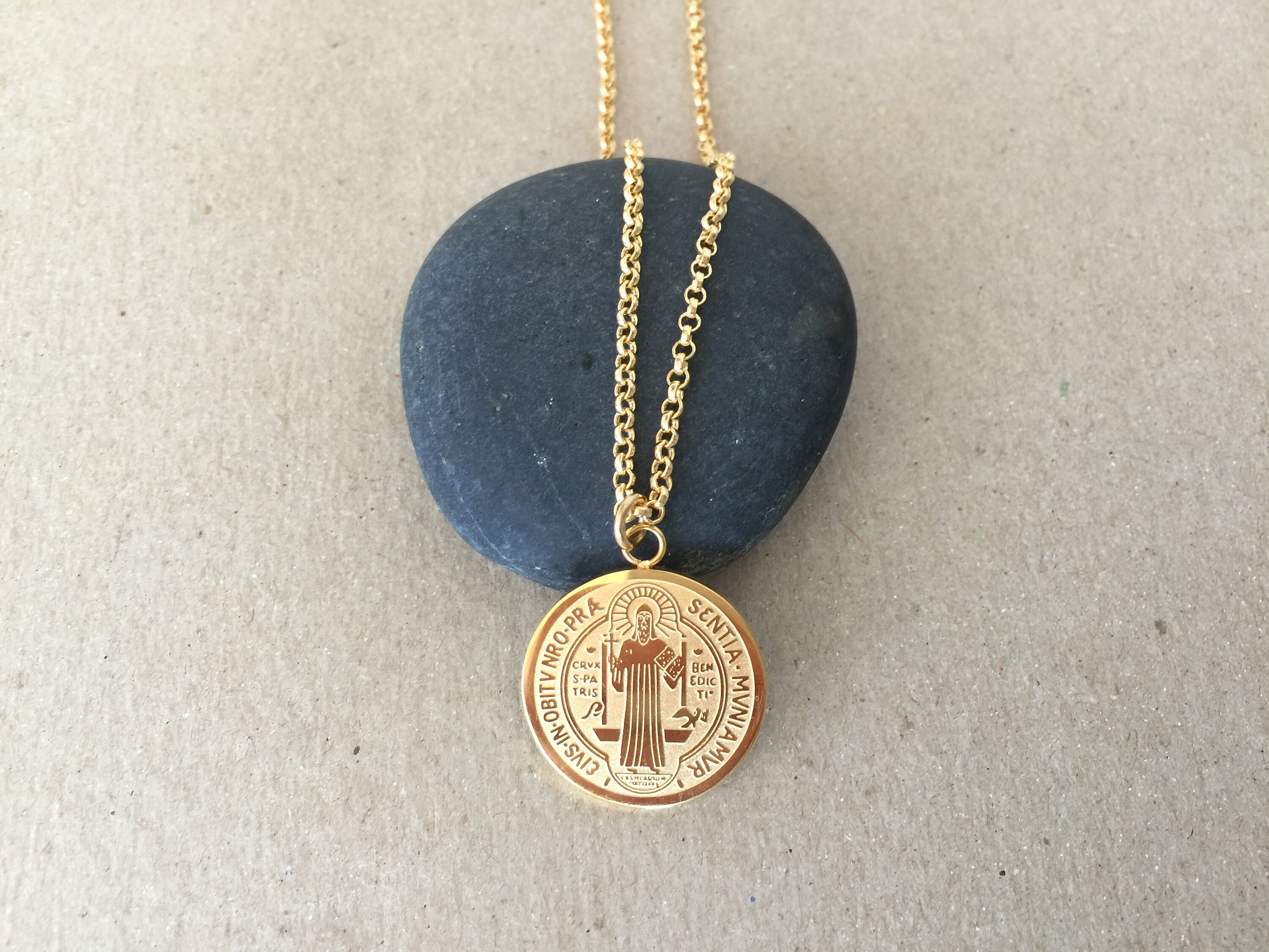 St. Benedict Coin Necklace 14k Gold 