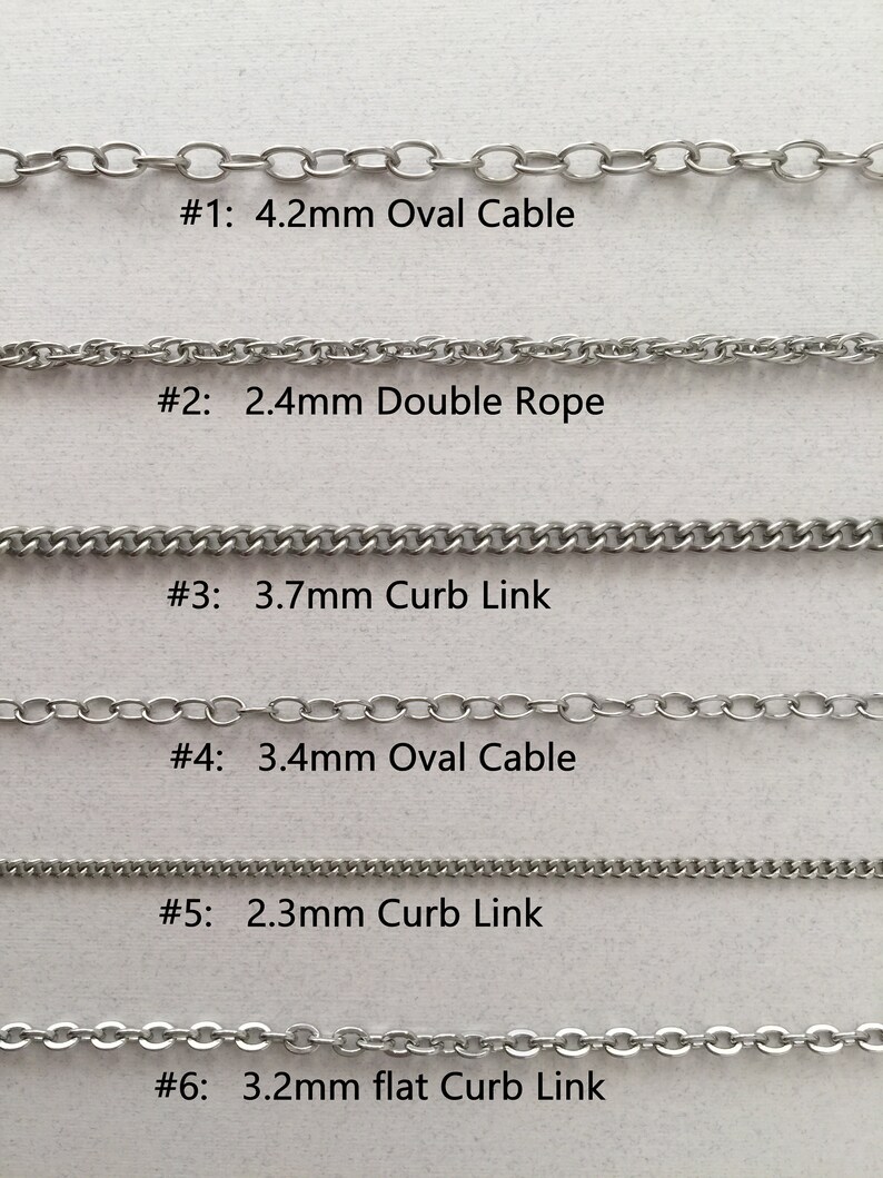 Jewelry for Men and Women All Lengths Curb Chain Rope Chain Silver Cable Chain Stainless Steel Chain Necklace Flat Cable Chain