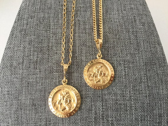 Coin Necklace Saint Christopher Gold 