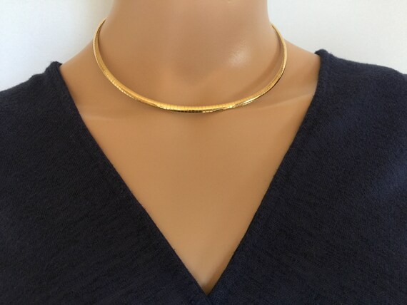Gold Omega Necklace Statement Snake 