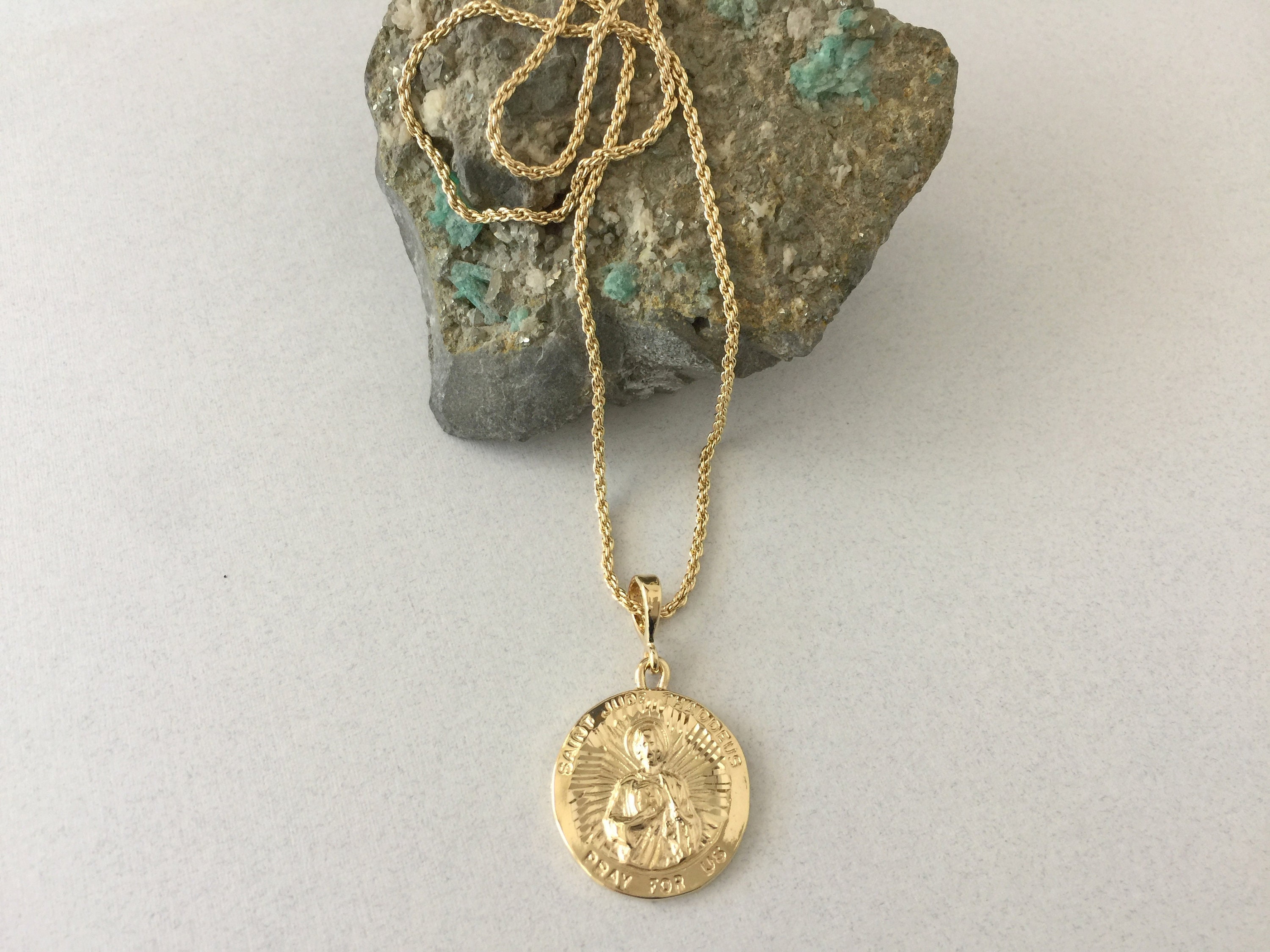 Coin Necklace Saint Jude Thaddeus Gold 