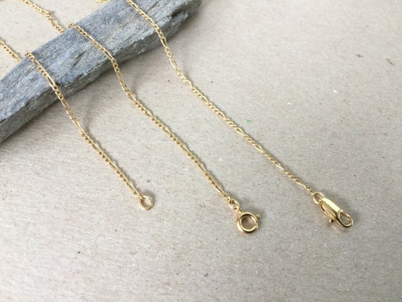 Gold Chain Necklace Fine 1.4mm Figaro 