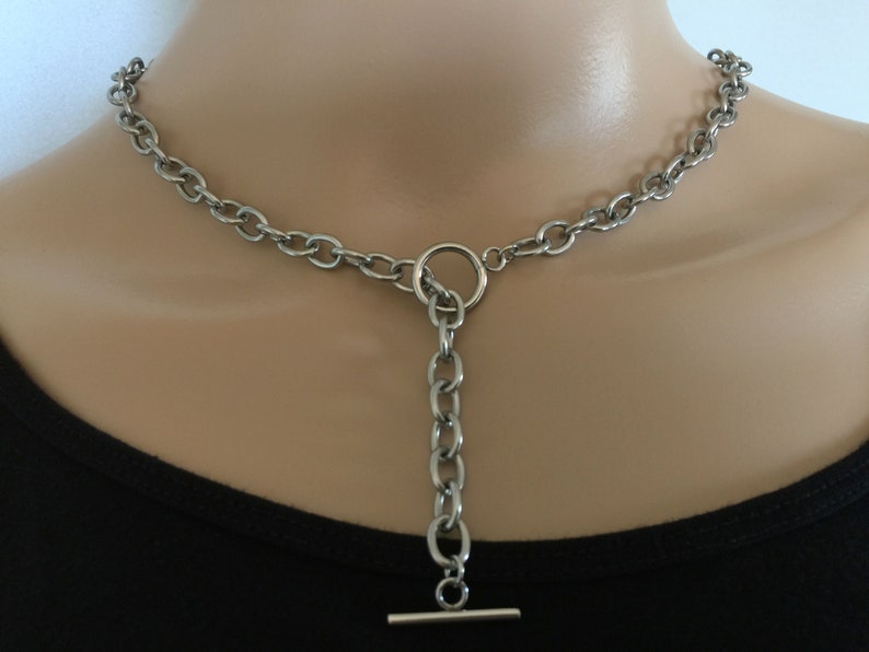 Stainless Steel Choker Necklace Toggle Clasp Chunky Choker - Etsy