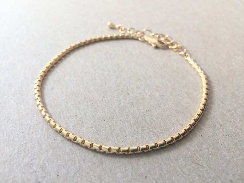 Gold Box Chain Bracelet Thick Gold Chain 2.2mm Round Box Etsy