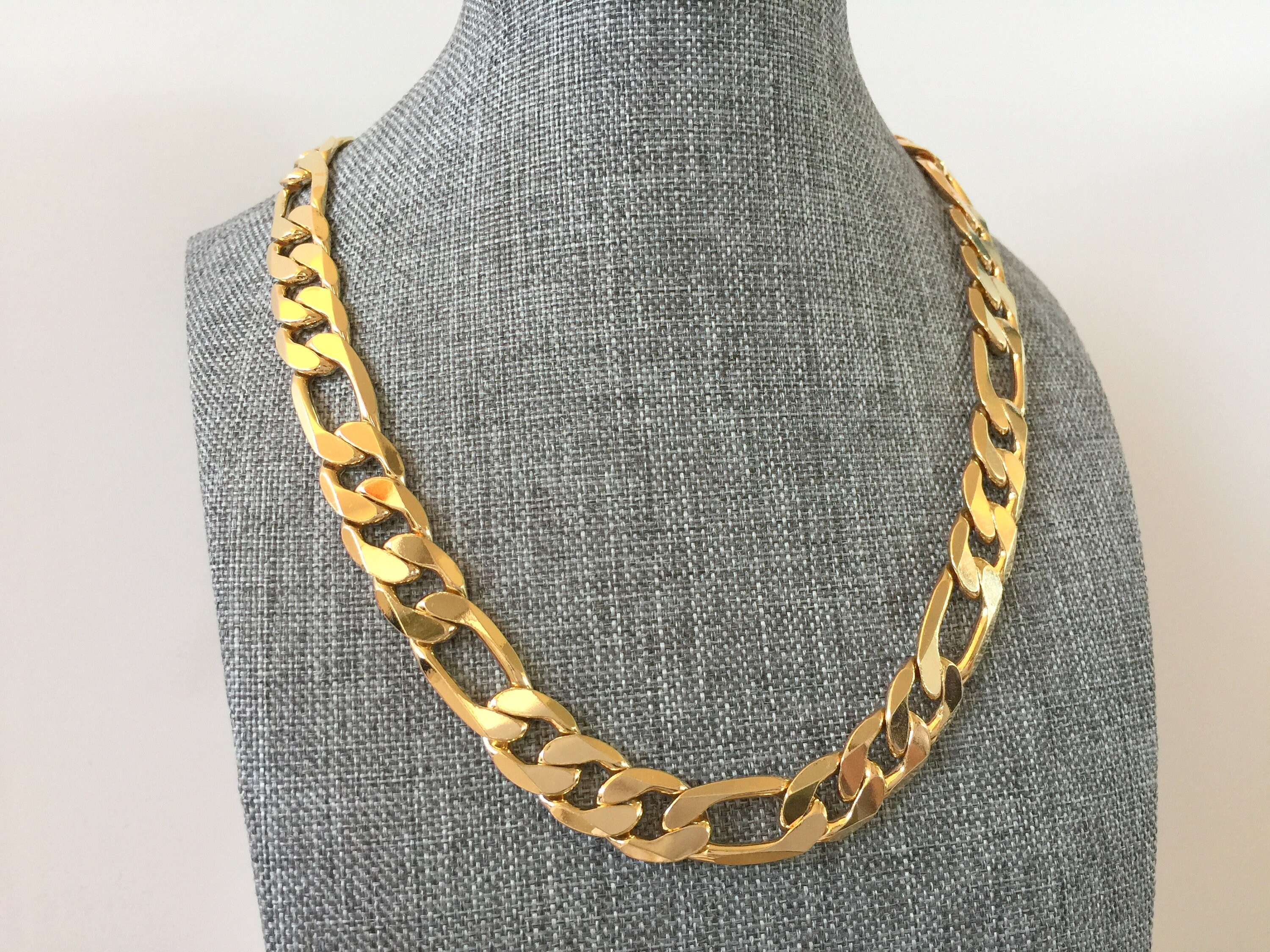 Thick Gold Figaro Chain Necklace 12 Mm 