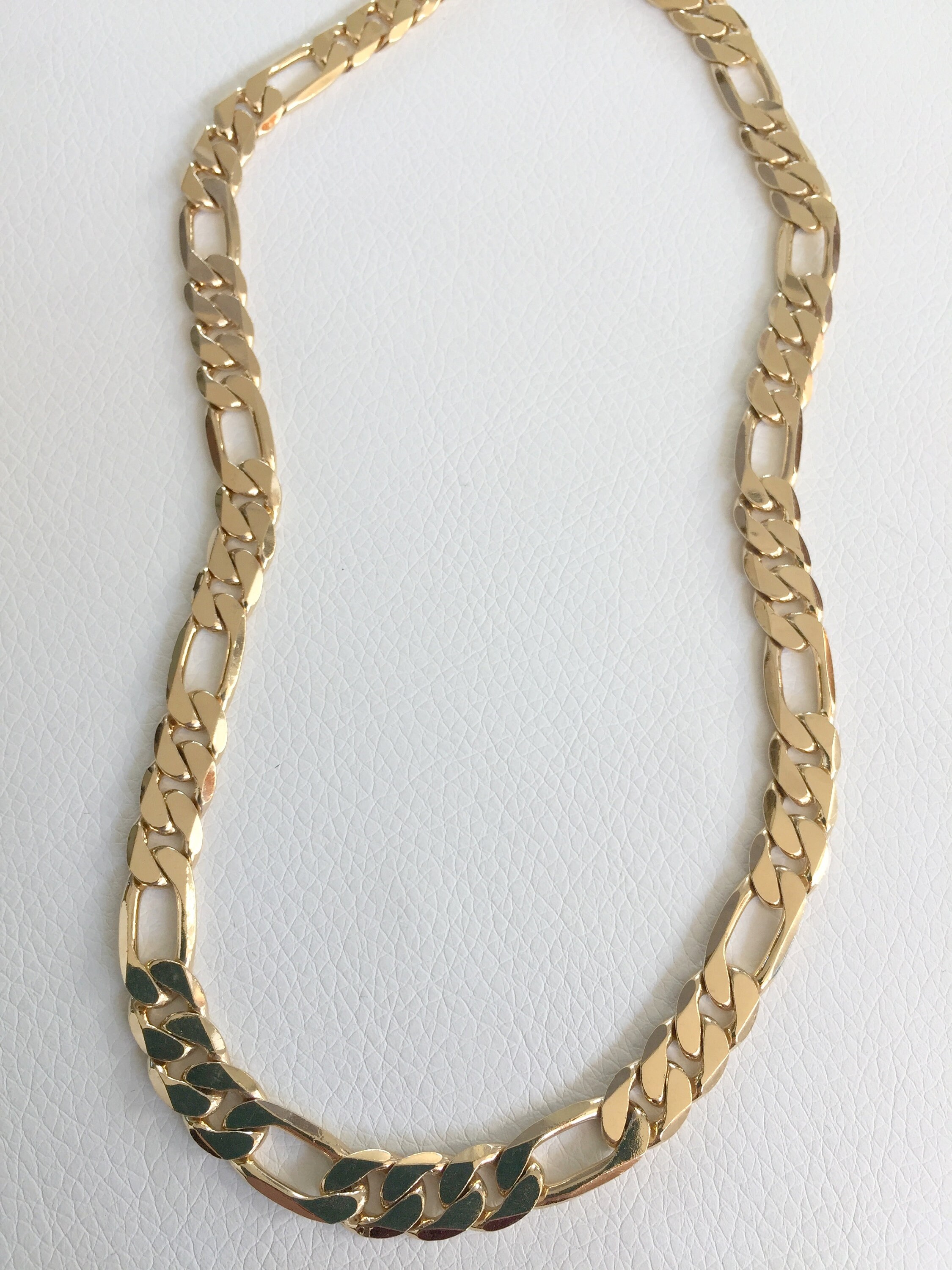 Men's Gold Chain Necklace 22 Thick Figaro Gold Etsy