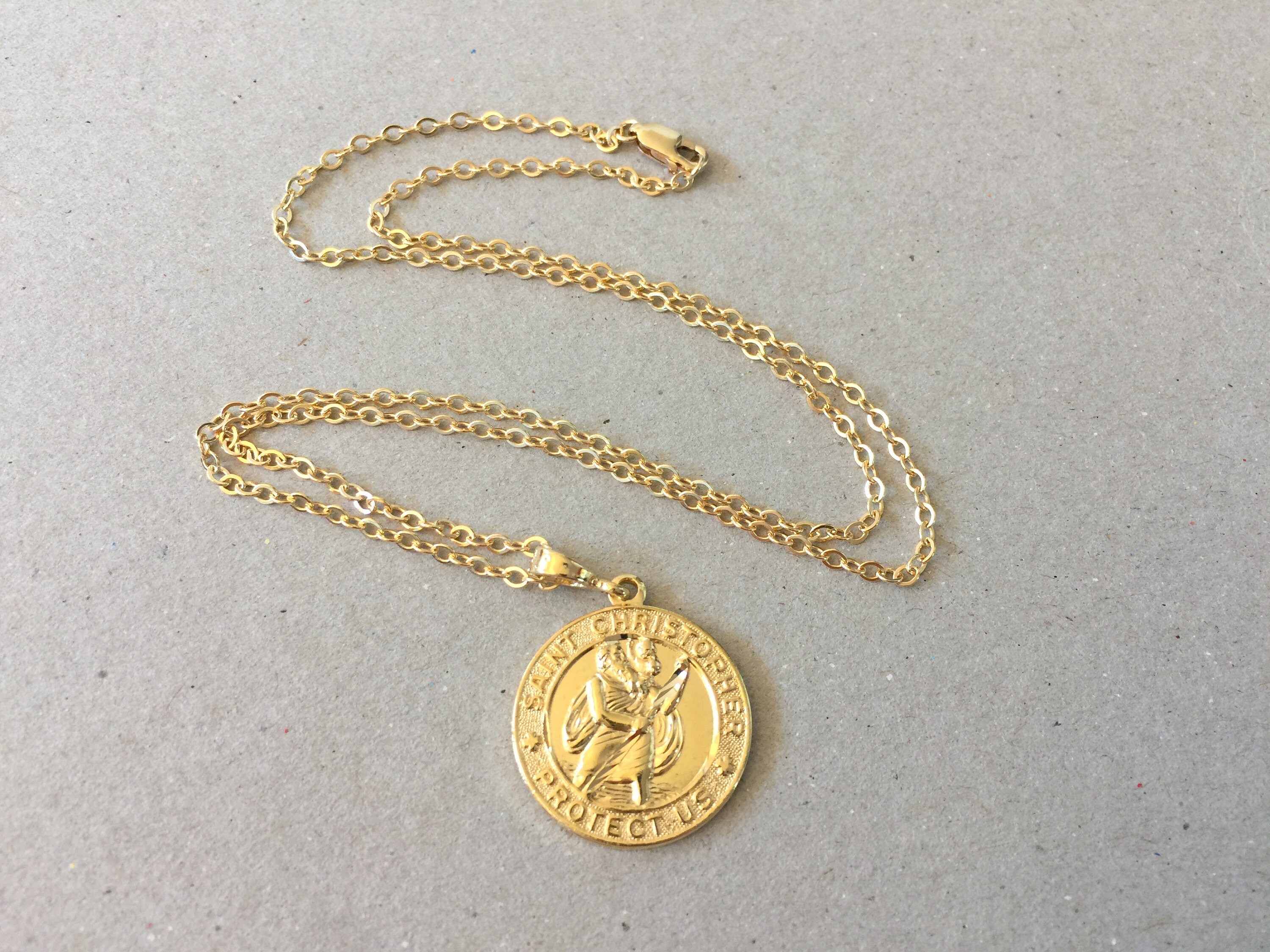 Coin Necklace Saint Christopher Gold 