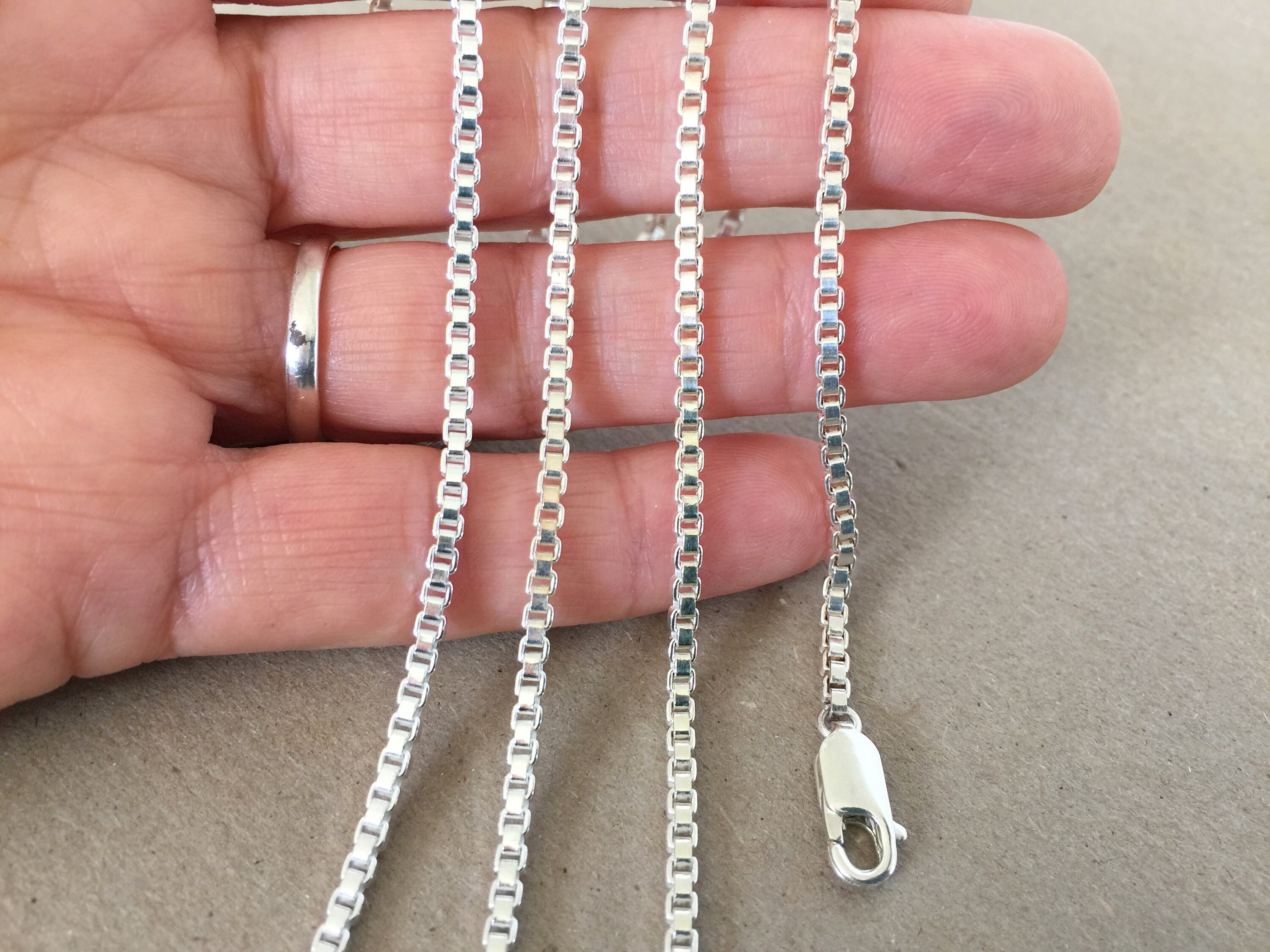 Sterling Silver Box Chain Necklace Thick Sterling 925 Chain Etsy