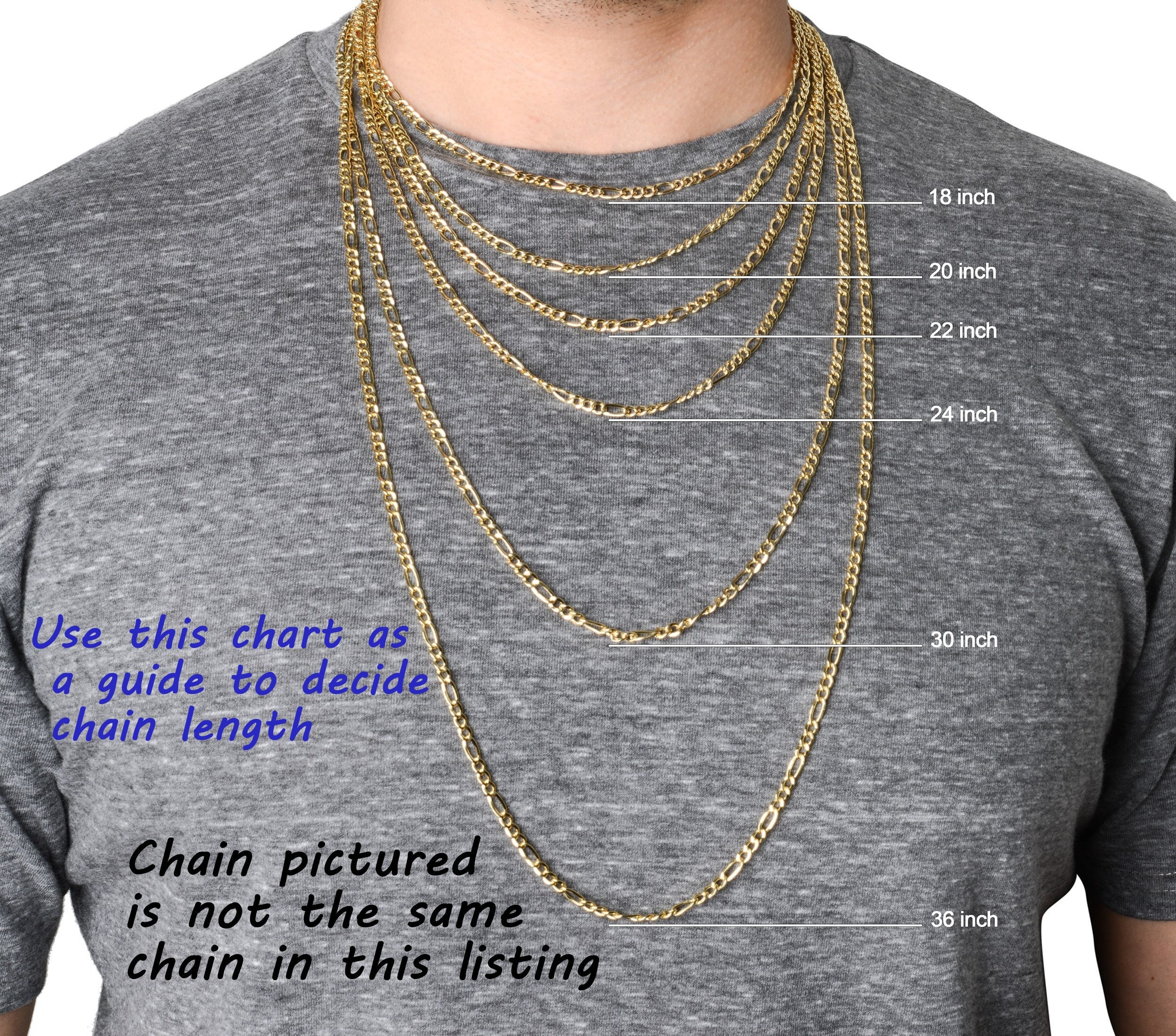 Men's Gold Chain Necklace 4mm Diamond Cut Figaro Chain - Etsy