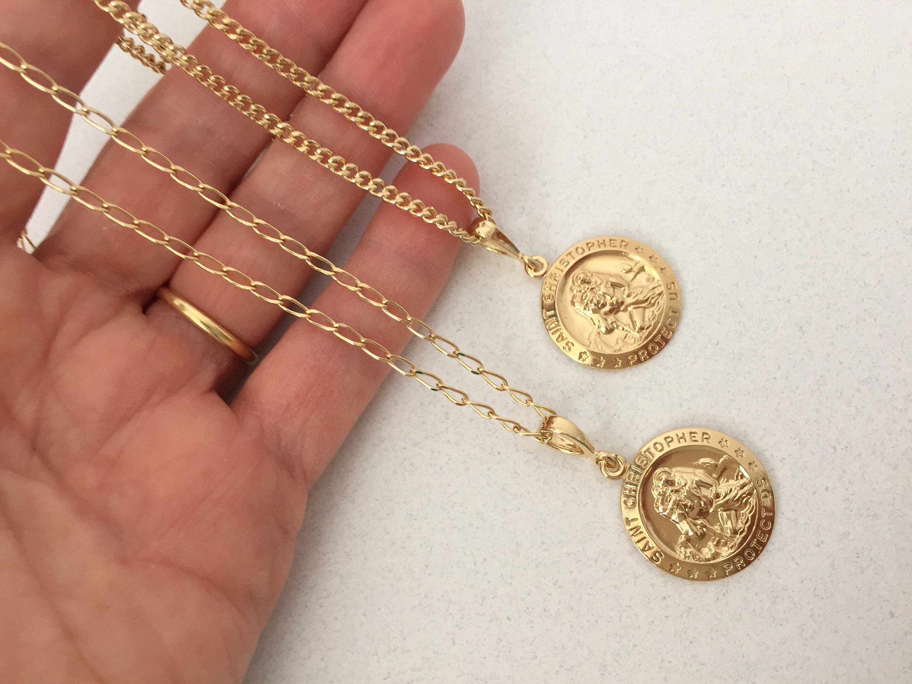 Gold Saint Christopher Half-Coin - Apollo Untold - Men's Jewellery